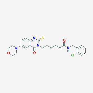 molecular formula C25H29ClN4O3S B2811780 N-[(2-chlorophenyl)methyl]-6-[6-(morpholin-4-yl)-4-oxo-2-sulfanylidene-1,2,3,4-tetrahydroquinazolin-3-yl]hexanamide CAS No. 689769-25-3