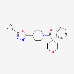 (4-(5-cyclopropyl-1,3,4-oxadiazol-2-yl)piperidin-1-yl)(4-phenyltetrahydro-2H-pyran-4-yl)methanone