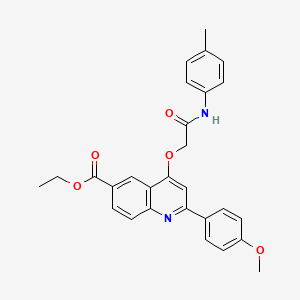 molecular formula C28H26N2O5 B2811789 ethyl 2-(4-methoxyphenyl)-4-{[(4-methylphenyl)carbamoyl]methoxy}quinoline-6-carboxylate CAS No. 1114646-67-1