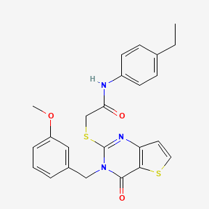 molecular formula C24H23N3O3S2 B2811791 N-(4-ethylphenyl)-2-({3-[(3-methoxyphenyl)methyl]-4-oxo-3H,4H-thieno[3,2-d]pyrimidin-2-yl}sulfanyl)acetamide CAS No. 1261007-91-3