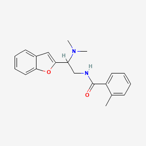 molecular formula C20H22N2O2 B2811801 N-(2-(benzofuran-2-yl)-2-(dimethylamino)ethyl)-2-methylbenzamide CAS No. 2034466-15-2