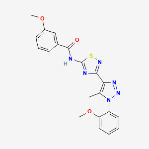 molecular formula C20H18N6O3S B2811803 3-methoxy-N-{3-[1-(2-methoxyphenyl)-5-methyl-1H-1,2,3-triazol-4-yl]-1,2,4-thiadiazol-5-yl}benzamide CAS No. 895117-61-0