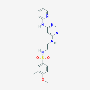 molecular formula C19H22N6O3S B2811805 4-methoxy-3-methyl-N-(2-((6-(pyridin-2-ylamino)pyrimidin-4-yl)amino)ethyl)benzenesulfonamide CAS No. 1421449-57-1