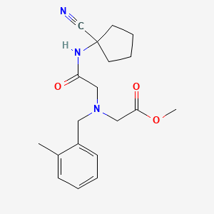 molecular formula C19H25N3O3 B2811806 Methyl 2-({[(1-cyanocyclopentyl)carbamoyl]methyl}[(2-methylphenyl)methyl]amino)acetate CAS No. 1241597-73-8