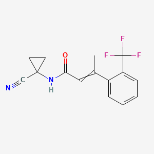 molecular formula C15H13F3N2O B2811807 N-(1-cyanocyclopropyl)-3-[2-(trifluoromethyl)phenyl]but-2-enamide CAS No. 1384821-66-2