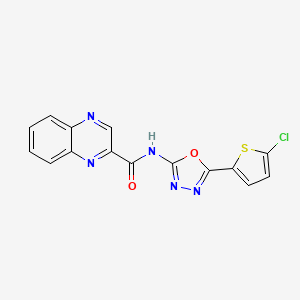molecular formula C15H8ClN5O2S B2811811 N-(5-(5-chlorothiophen-2-yl)-1,3,4-oxadiazol-2-yl)quinoxaline-2-carboxamide CAS No. 1219913-57-1