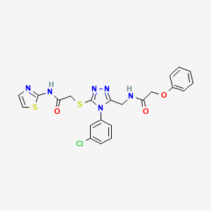 molecular formula C22H19ClN6O3S2 B2811816 N-((4-(3-chlorophenyl)-5-((2-oxo-2-(thiazol-2-ylamino)ethyl)thio)-4H-1,2,4-triazol-3-yl)methyl)-2-phenoxyacetamide CAS No. 391950-48-4