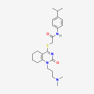 molecular formula C24H34N4O2S B2811817 2-((1-(3-(二甲基氨基)丙基)-2-氧代-1,2,5,6,7,8-六氢喹唑啉-4-基)硫)-N-(4-异丙基苯基)乙酰胺 CAS No. 941920-87-2