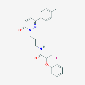 molecular formula C23H24FN3O3 B2811820 2-(2-氟苯氧基)-N-(3-(6-氧代-3-(对甲苯基)吡啶并[1,6]嗪-1(6H)-基)丙基)丙酰胺 CAS No. 1021217-42-4