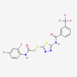 molecular formula C18H11F5N4O2S2 B2811821 N-(5-((2-((2,4-difluorophenyl)amino)-2-oxoethyl)thio)-1,3,4-thiadiazol-2-yl)-3-(trifluoromethyl)benzamide CAS No. 868973-47-1