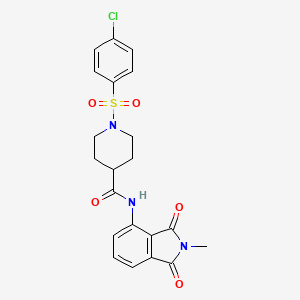 molecular formula C21H20ClN3O5S B2811822 1-((4-chlorophenyl)sulfonyl)-N-(2-methyl-1,3-dioxoisoindolin-4-yl)piperidine-4-carboxamide CAS No. 923418-92-2