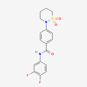 molecular formula C17H16F2N2O3S B2811832 N-(3,4-difluorophenyl)-4-(1,1-dioxo-1lambda6,2-thiazinan-2-yl)benzamide CAS No. 899756-70-8