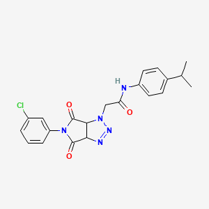 molecular formula C21H20ClN5O3 B2811837 2-[5-(3-chlorophenyl)-4,6-dioxo-1H,3aH,4H,5H,6H,6aH-pyrrolo[3,4-d][1,2,3]triazol-1-yl]-N-[4-(propan-2-yl)phenyl]acetamide CAS No. 1052605-84-1