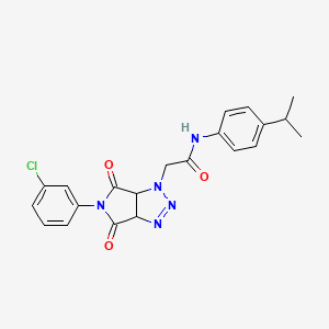 molecular formula C21H20ClN5O3 B2811837 2-[5-(3-chlorophenyl)-4,6-dioxo-4,5,6,6a-tetrahydropyrrolo[3,4-d][1,2,3]triazol-1(3aH)-yl]-N-[4-(propan-2-yl)phenyl]acetamide CAS No. 1052605-84-1