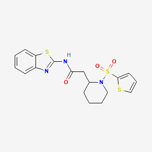 molecular formula C18H19N3O3S3 B2811841 N-(苯并[2]噻唑-2-基)-2-(1-(噻吩-2-基磺酰)哌啶-2-基)乙酰胺 CAS No. 1105235-30-0