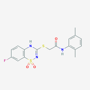 molecular formula C17H16FN3O3S2 B2811878 N-(2,5-dimethylphenyl)-2-[(7-fluoro-1,1-dioxo-4H-1lambda6,2,4-benzothiadiazin-3-yl)sulfanyl]acetamide CAS No. 886953-13-5