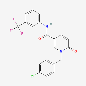 molecular formula C20H14ClF3N2O2 B2811885 1-(4-chlorobenzyl)-6-oxo-N-[3-(trifluoromethyl)phenyl]-1,6-dihydro-3-pyridinecarboxamide CAS No. 338782-67-5