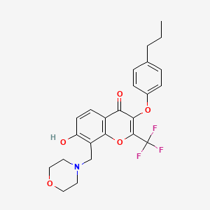 molecular formula C24H24F3NO5 B2811886 7-Hydroxy-8-(morpholin-4-ylmethyl)-3-(4-propylphenoxy)-2-(trifluoromethyl)chromen-4-one CAS No. 685861-16-9