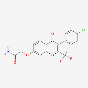 molecular formula C18H11ClF3NO4 B2811889 2-((3-(4-chlorophenyl)-4-oxo-2-(trifluoromethyl)-4H-chromen-7-yl)oxy)acetamide CAS No. 637749-38-3