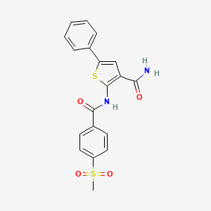 molecular formula C19H16N2O4S2 B2811902 2-(4-(Methylsulfonyl)benzamido)-5-phenylthiophene-3-carboxamide CAS No. 941889-55-0