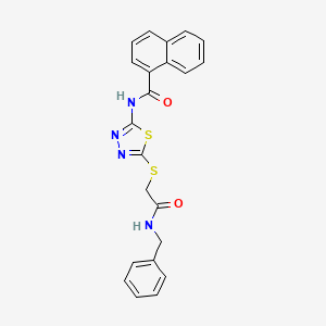 molecular formula C22H18N4O2S2 B2811945 N-(5-((2-(benzylamino)-2-oxoethyl)thio)-1,3,4-thiadiazol-2-yl)-1-naphthamide CAS No. 868973-74-4