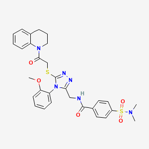 molecular formula C30H32N6O5S2 B2811954 N-((5-((2-(3,4-dihydroquinolin-1(2H)-yl)-2-oxoethyl)thio)-4-(2-methoxyphenyl)-4H-1,2,4-triazol-3-yl)methyl)-4-(N,N-dimethylsulfamoyl)benzamide CAS No. 310427-38-4