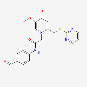 molecular formula C21H20N4O4S B2811959 N-(4-acetylphenyl)-2-(5-methoxy-4-oxo-2-((pyrimidin-2-ylthio)methyl)pyridin-1(4H)-yl)acetamide CAS No. 1005292-17-0