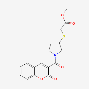 molecular formula C17H17NO5S B2811994 methyl 2-((1-(2-oxo-2H-chromene-3-carbonyl)pyrrolidin-3-yl)thio)acetate CAS No. 1795409-11-8