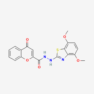 molecular formula C19H15N3O5S B2811995 N'-(4,7-dimethoxy-1,3-benzothiazol-2-yl)-4-oxo-4H-chromene-2-carbohydrazide CAS No. 851988-04-0