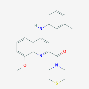 molecular formula C22H23N3O2S B2812005 8-methoxy-N-(3-methylphenyl)-2-(thiomorpholine-4-carbonyl)quinolin-4-amine CAS No. 1251546-86-7