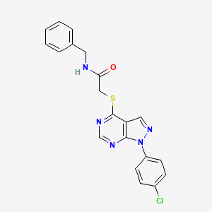 molecular formula C20H16ClN5OS B2812013 N-benzyl-2-{[1-(4-chlorophenyl)-1H-pyrazolo[3,4-d]pyrimidin-4-yl]sulfanyl}acetamide CAS No. 577756-82-2