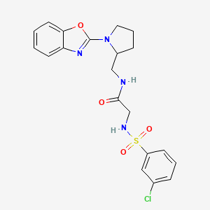 molecular formula C20H21ClN4O4S B2812023 N-((1-(benzo[d]oxazol-2-yl)pyrrolidin-2-yl)methyl)-2-(3-chlorophenylsulfonamido)acetamide CAS No. 1788677-03-1