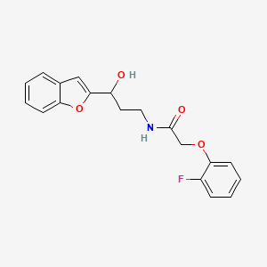 molecular formula C19H18FNO4 B2812024 N-[3-(1-BENZOFURAN-2-YL)-3-HYDROXYPROPYL]-2-(2-FLUOROPHENOXY)ACETAMIDE CAS No. 1448129-37-0