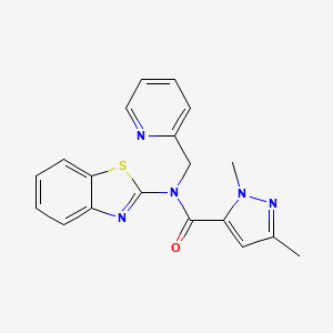 molecular formula C19H17N5OS B2812030 N-(1,3-benzothiazol-2-yl)-1,3-dimethyl-N-[(pyridin-2-yl)methyl]-1H-pyrazole-5-carboxamide CAS No. 1013798-52-1