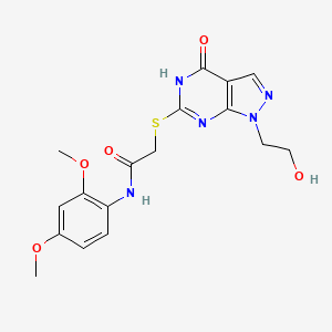 molecular formula C17H19N5O5S B2812058 N-(2,4-dimethoxyphenyl)-2-((1-(2-hydroxyethyl)-4-oxo-4,5-dihydro-1H-pyrazolo[3,4-d]pyrimidin-6-yl)thio)acetamide CAS No. 946254-90-6