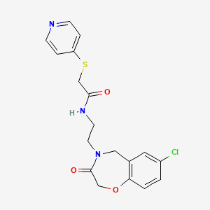 molecular formula C18H18ClN3O3S B2812092 N-(2-(7-chloro-3-oxo-2,3-dihydrobenzo[f][1,4]oxazepin-4(5H)-yl)ethyl)-2-(pyridin-4-ylthio)acetamide CAS No. 2034348-51-9