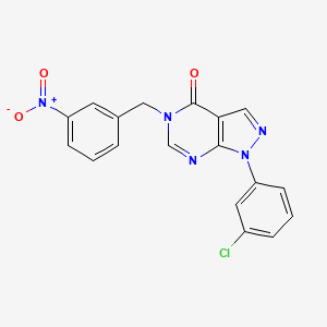molecular formula C18H12ClN5O3 B2812117 1-(3-chlorophenyl)-5-[(3-nitrophenyl)methyl]-1H,4H,5H-pyrazolo[3,4-d]pyrimidin-4-one CAS No. 895018-70-9