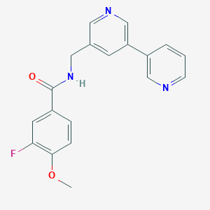 molecular formula C19H16FN3O2 B2812134 N-([3,3'-bipyridin]-5-ylmethyl)-3-fluoro-4-methoxybenzamide CAS No. 2210051-95-7