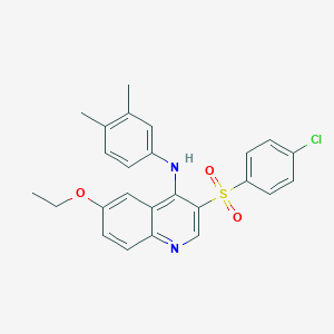 molecular formula C25H23ClN2O3S B2812144 3-((4-chlorophenyl)sulfonyl)-N-(3,4-dimethylphenyl)-6-ethoxyquinolin-4-amine CAS No. 895640-85-4