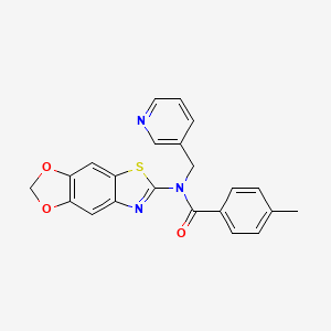molecular formula C22H17N3O3S B2812153 N-([1,3]dioxolo[4,5-f][1,3]benzothiazol-6-yl)-4-methyl-N-(pyridin-3-ylmethyl)benzamide CAS No. 895017-92-2