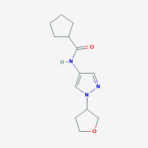 molecular formula C13H19N3O2 B2812157 N-[1-(oxolan-3-yl)-1H-pyrazol-4-yl]cyclopentanecarboxamide CAS No. 1797984-31-6