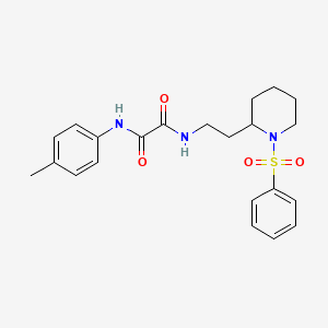 molecular formula C22H27N3O4S B2812171 N1-(2-(1-(phenylsulfonyl)piperidin-2-yl)ethyl)-N2-(p-tolyl)oxalamide CAS No. 898449-59-7