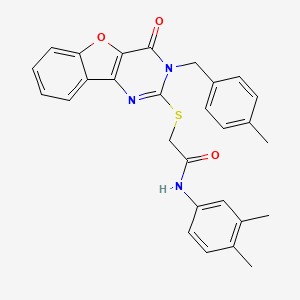 N-(3,4-dimethylphenyl)-2-[[3-[(4-methylphenyl)methyl]-4-oxo-[1]benzofuro[3,2-d]pyrimidin-2-yl]sulfanyl]acetamide