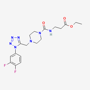 molecular formula C18H23F2N7O3 B2812184 ethyl 3-(4-((1-(3,4-difluorophenyl)-1H-tetrazol-5-yl)methyl)piperazine-1-carboxamido)propanoate CAS No. 1049461-09-7
