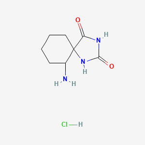 molecular formula C8H14ClN3O2 B2812187 6-Amino-1,3-diazaspiro[4.5]decane-2,4-dione;hydrochloride CAS No. 2411199-86-3
