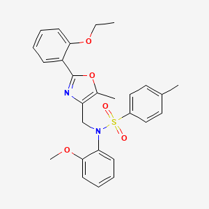 molecular formula C27H28N2O5S B2812191 N-{[2-(2-ethoxyphenyl)-5-methyl-1,3-oxazol-4-yl]methyl}-N-(2-methoxyphenyl)-4-methylbenzene-1-sulfonamide CAS No. 1251558-95-8