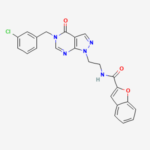 molecular formula C23H18ClN5O3 B2812215 N-(2-(5-(3-chlorobenzyl)-4-oxo-4,5-dihydro-1H-pyrazolo[3,4-d]pyrimidin-1-yl)ethyl)benzofuran-2-carboxamide CAS No. 922082-09-5