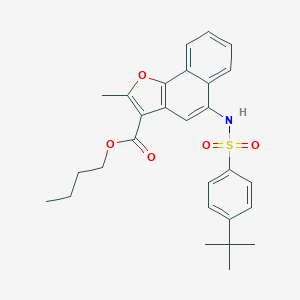 molecular formula C28H31NO5S B281222 BUTYL 5-(4-TERT-BUTYLBENZENESULFONAMIDO)-2-METHYLNAPHTHO[1,2-B]FURAN-3-CARBOXYLATE 