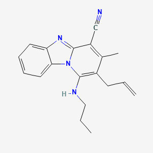 11-Methyl-12-(prop-2-en-1-yl)-13-(propylamino)-1,8-diazatricyclo[7.4.0.0^{2,7}]trideca-2(7),3,5,8,10,12-hexaene-10-carbonitrile
