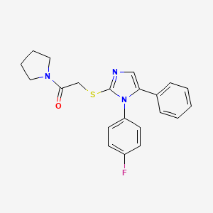 2-((1-(4-fluorophenyl)-5-phenyl-1H-imidazol-2-yl)thio)-1-(pyrrolidin-1-yl)ethanone